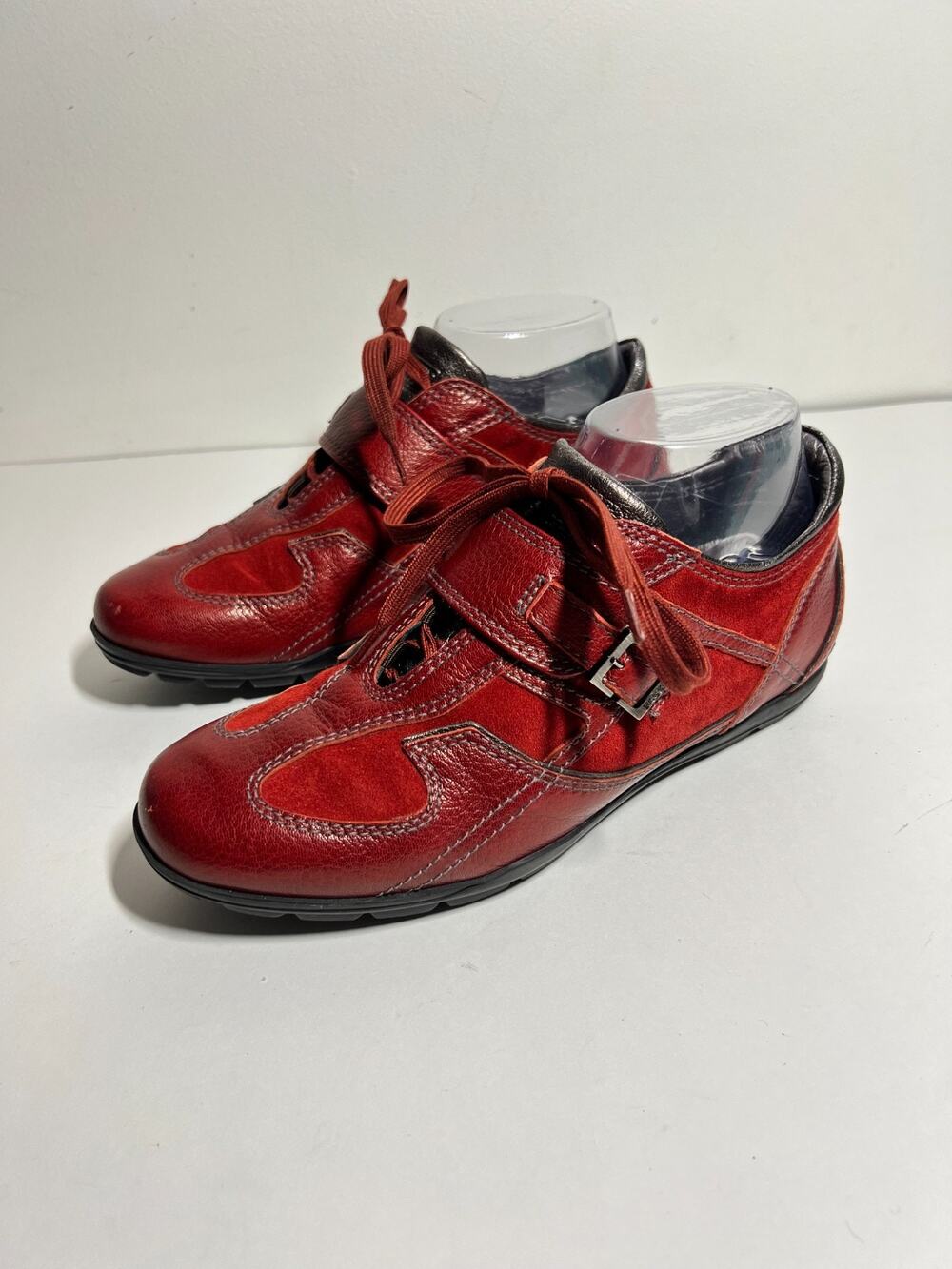 Fratelli Rossetti Flexa EUC Red Leather Sporty Sneakers Shoes 36.5 EU 6.5 US